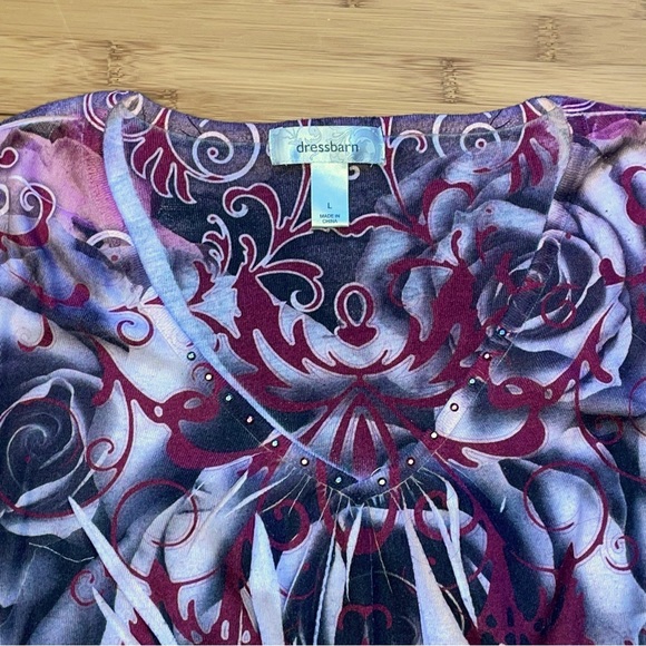 Y2K, gothic, steampunk, grunge style by Dress Barn, size L. Bejeweled v-neck. - Picture 3 of 5